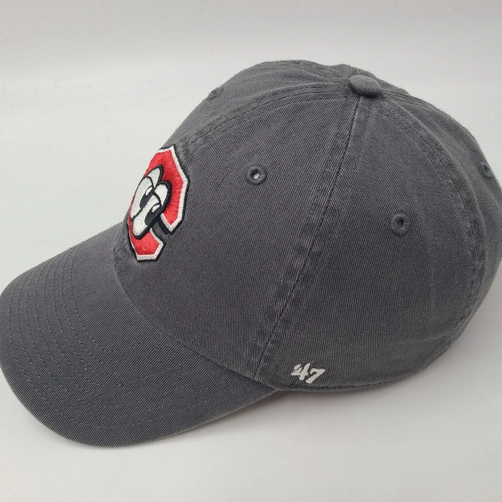 Women Chattanooga Lookouts Hat Strapback 47 Brand Clean Up Gray Red MiLB Logo